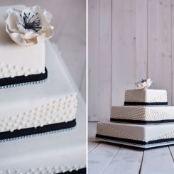 Elegancki tort weselny piętrowy biały z Cukierni Hania